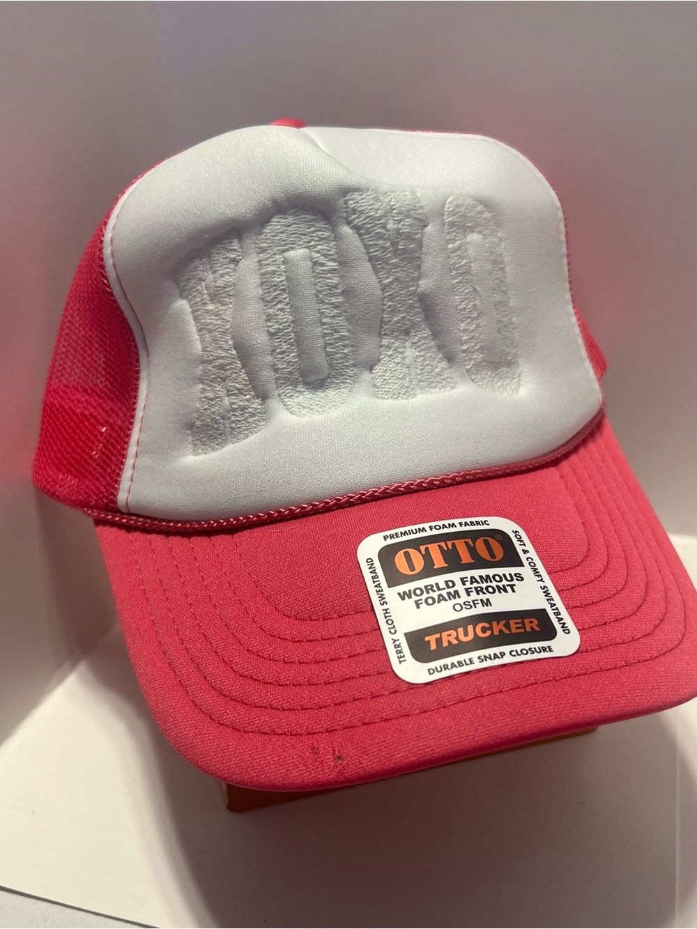 OTTO Pink and White Foam Front Trucker Hat